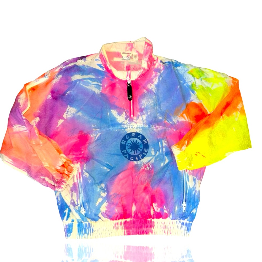 Ocean Pacific Vintage 80’s NEON 3/4 Zip Windbreaker: Juniors Large: OP official
